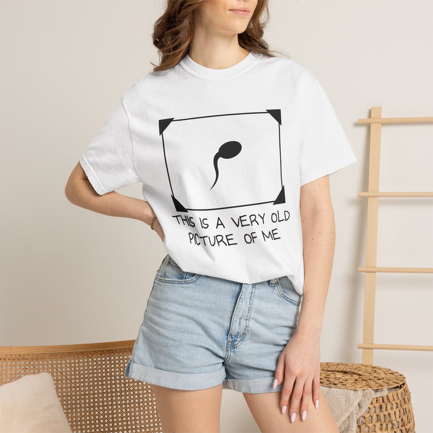 Funny 'This Is A Very Old Picture Of Me' T-Shirt — Novelty Sperm Frame Tee
