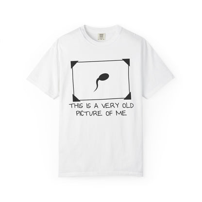 Funny 'This Is A Very Old Picture Of Me' T-Shirt — Novelty Sperm Frame Tee