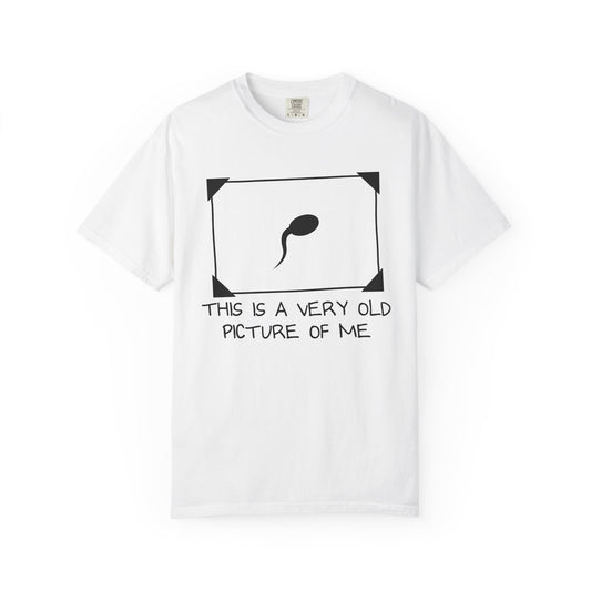 Funny 'This Is A Very Old Picture Of Me' T-Shirt — Novelty Sperm Frame Tee